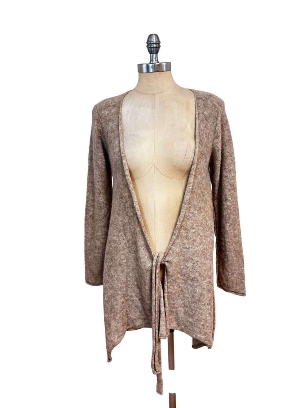 Peruvian Connection Open Front Tie Alpaca Blend Cardigan Sweater Small